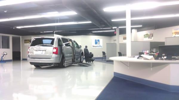 Building is well accessible with vehicles to look at in show room.