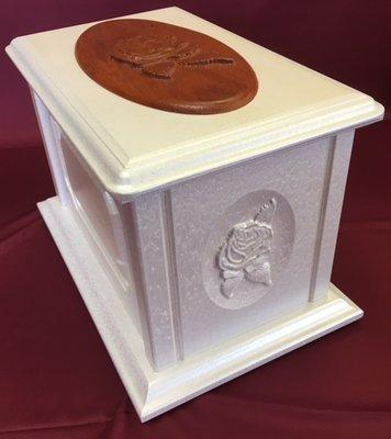 Rose Urn - Pearl White with Cherry Top Panel