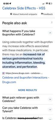 Celebrex and Ibuprofen don't mix !