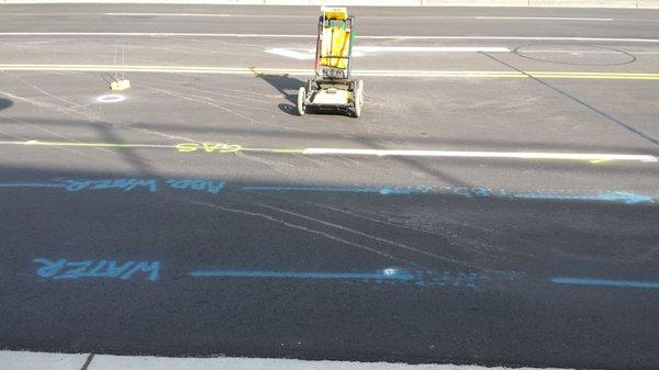 Scanning for underground utilities under road ways.