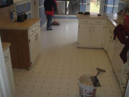 vinyl flooring in kitchen and dining room