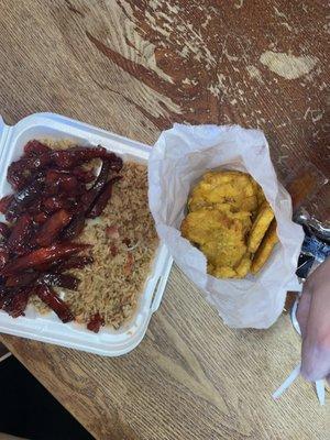 Pork spare ribs combo(rice) and tostones