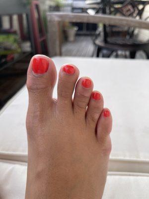 Great pedicure color! But a bit sloppy