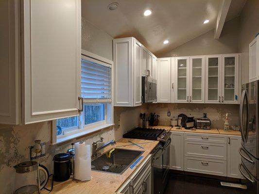 Kitchen cabinet installation.