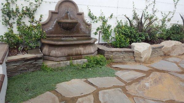 Water feature and terraced garden