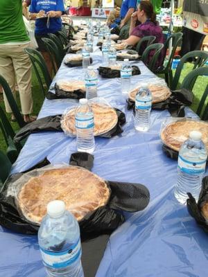 Getting ready for the pie eating contest