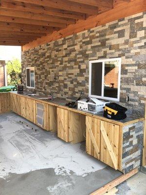 Outside poolside kitchen