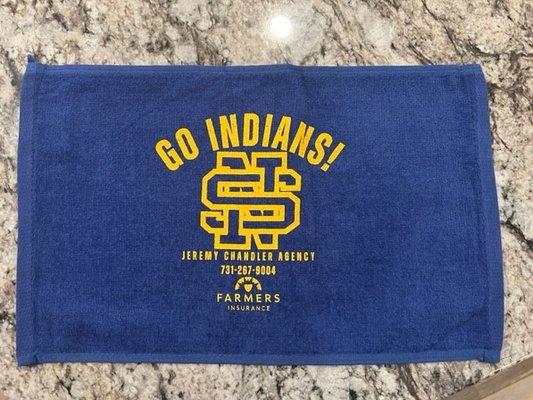 North Side High School spirit towel by Farmers Insurance