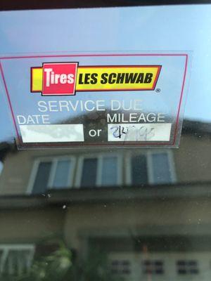 The sticker that is supposed to tell you your next oil change!!!