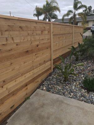 Cedar horizontal fence built for residence