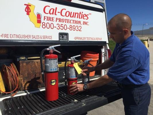 A variety of fire extinguishers