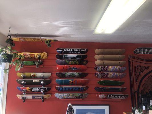 Wall of skateboards! Sick