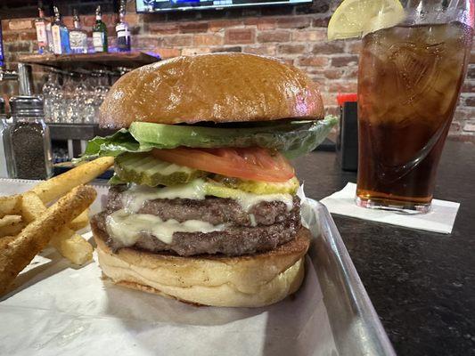 Fire Alarm Burger - fully involved.  Tasty!  And, it's hard to argue against something that looks this good.