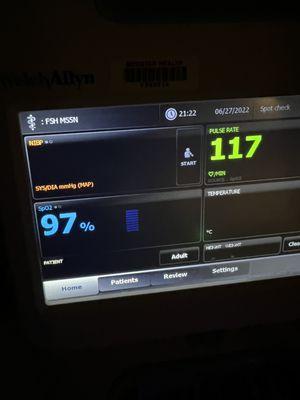 We don't have doctors at night. His Heart rate stayed high from the meds