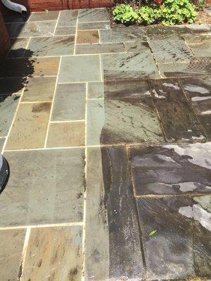 Slate/Rock Patio  Showing After and Before