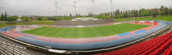 Doing stadiums on a wet rainy morning.