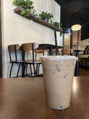 Iced sugar free salted caramel latte