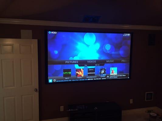 Custom 100 inch screen with lights on 2 piece projection