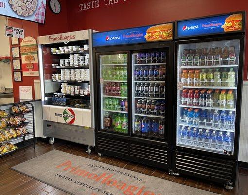 Sides in the primo hoagie cooler & Soda cooler.