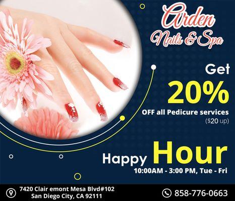 Happy Hour | Arden Nails & Spa San Diego | Pedicure, Nails, Dipping Powder, Ombre...