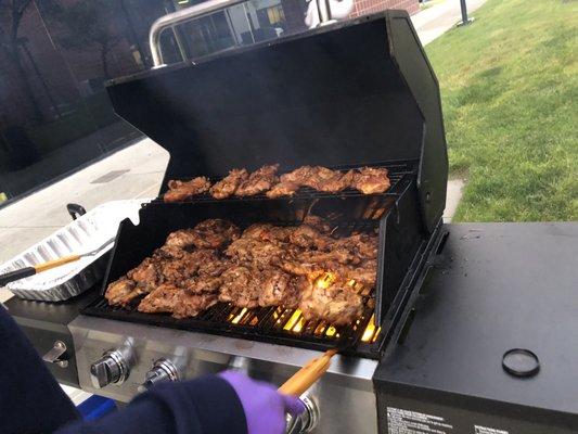 Marinated boneless chicken thighs. Tasted very good, everyone loved it!!