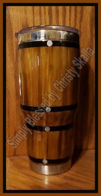 32 oz tumbler whiskey barrel inspired, other side custom designed for customer