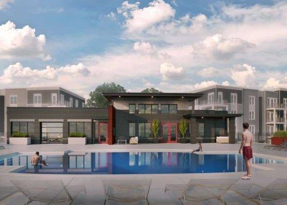 Clubhouse  and pool rendering