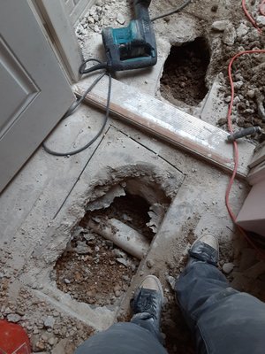 Needed to run a new drain from a cellar to a sump pump.