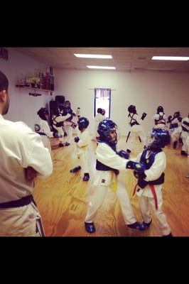 Kids class sparring