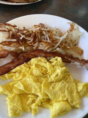 Classic breakfast- bacon, scrambled eggs