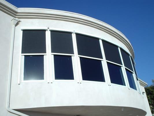 Exterior Motorized SunScreen Roller Shades.  We do it all in our plant here!