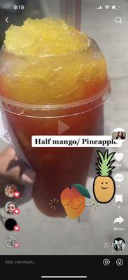 Half mango half pineapple raspado