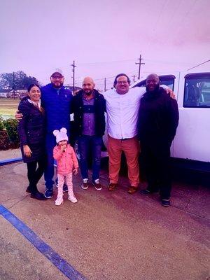 My brother buying his 3 vehicle from me, with his family and Mr L. Howard.