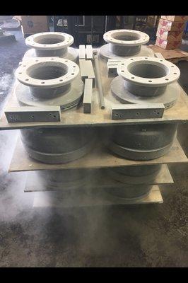 Brake drums and rotors and metal dies frozen @ 300° Below Zero. Longer wear life.