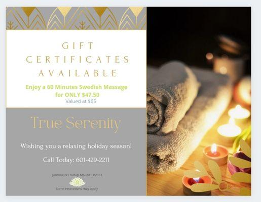 Gift Certificates Are Available!