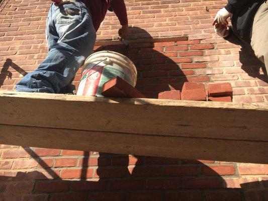 Window closed by applying bricks.