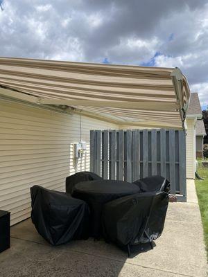 My New Sun Setter Awning !! Awesome, just in time for my summer in my back yard . Thank you 4 Seasons , East Peoria , Illinois