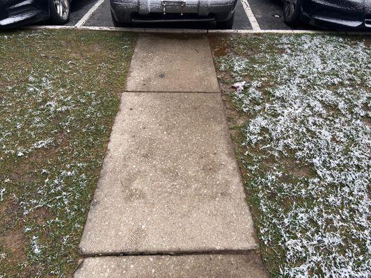 No side walks near the street, have to walk in wet muddy grass