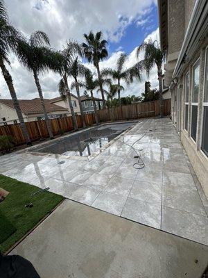 Porcelain pool deck, auto cover, lap pool