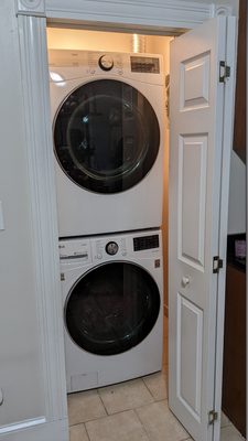 The new washer and dryer, installed.  A perfect fit!