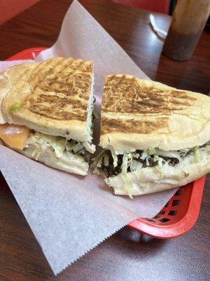 Carne Asada torta w/ lettuce,  no beans