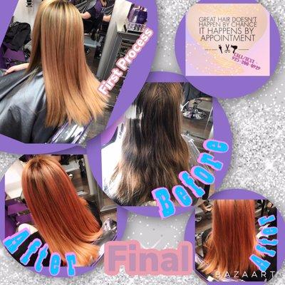 Dramatic rose gold color correction