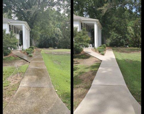 Before and after of a side walk! Customer was very impressed!