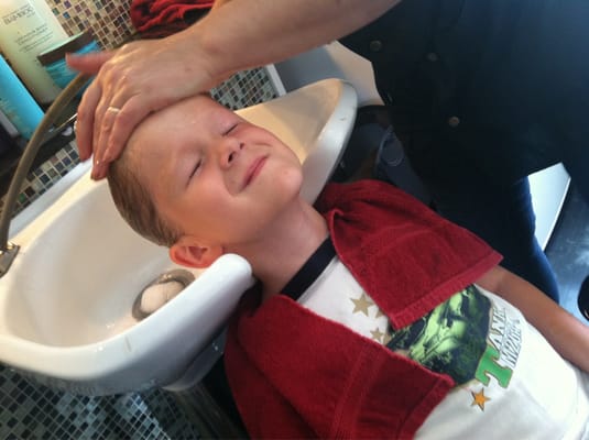 B-Man and Mom getting their hair d-o-n-e!  :). #jackshairdesign #hinsdale