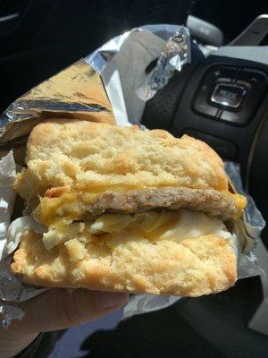 Sausage, Egg, Biscuit Sandwich