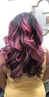 Dusty Rose hair coloring with style.