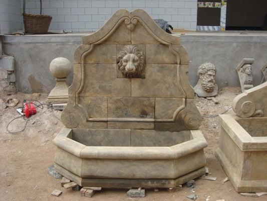 lion fountain 6'H.x5'W.x3'D 1600 lbs rustic limestone