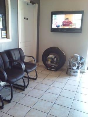 3 seating chairs, & t.v area.