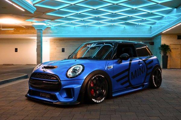 F56 John Cooper Works Mini Cooper Full Wrap in 3M Satin Perfect Blue, 2yr Ceramic Pro Coating, Airlift Suspension Installed