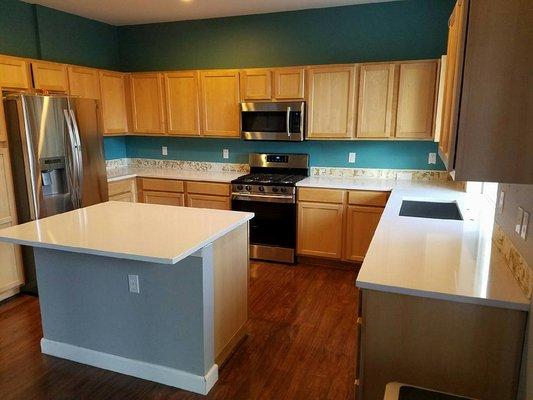 Newly fabricated and installed kitchen tops